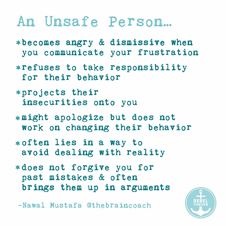 An unsafe person becomes angry and dismissive... and more